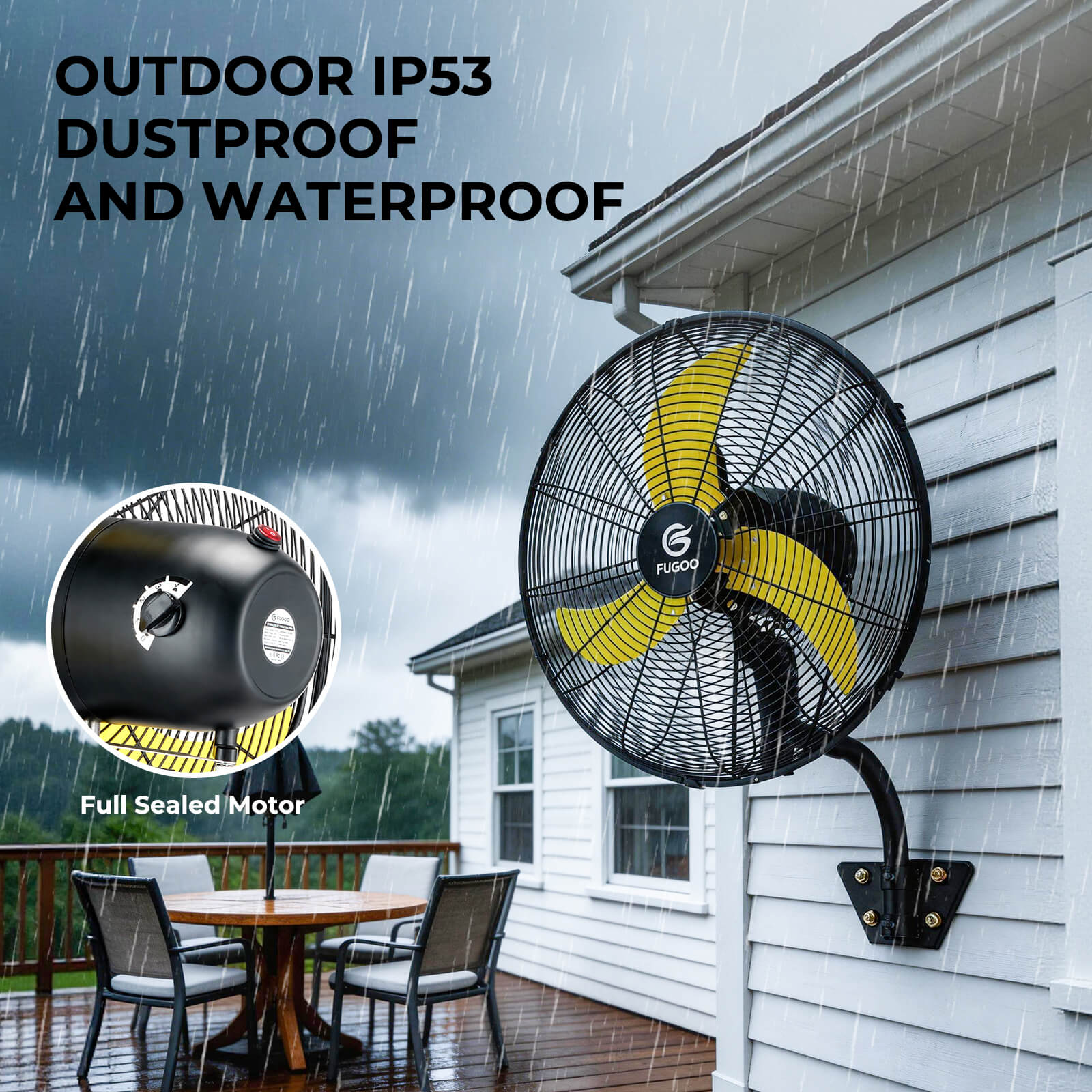 Brushless DC Industrial Outdoor Oscillating Wall Mount Fan with Remote Control