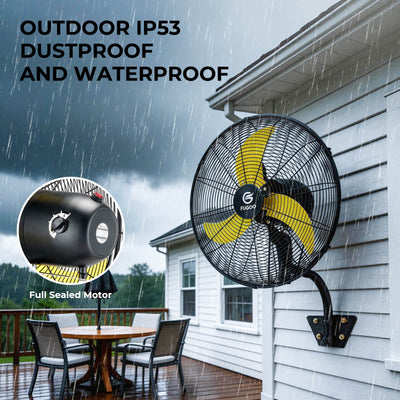 Brushless DC Industrial Outdoor Oscillating Wall Mount Fan with Remote Control