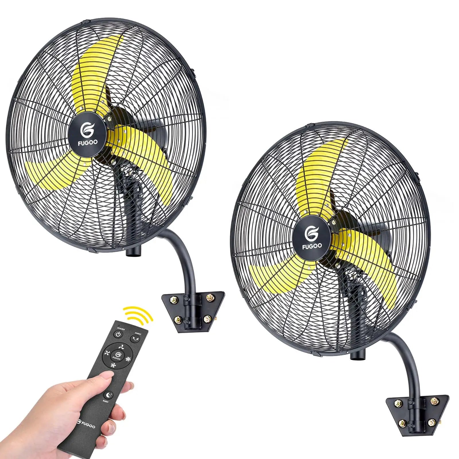 Fugoo 2 Pack 20-30" Waterproof Outdoor Brushless DC  Wall Mounted Fans With Remote