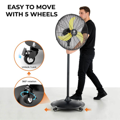 Quiet DC Industrial Oscillating Pedestal Fan with Remote Control