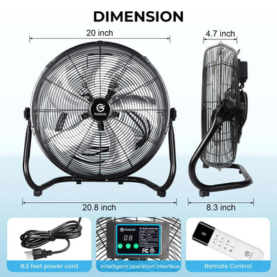 18" High Velocity Floor Fan with Remote