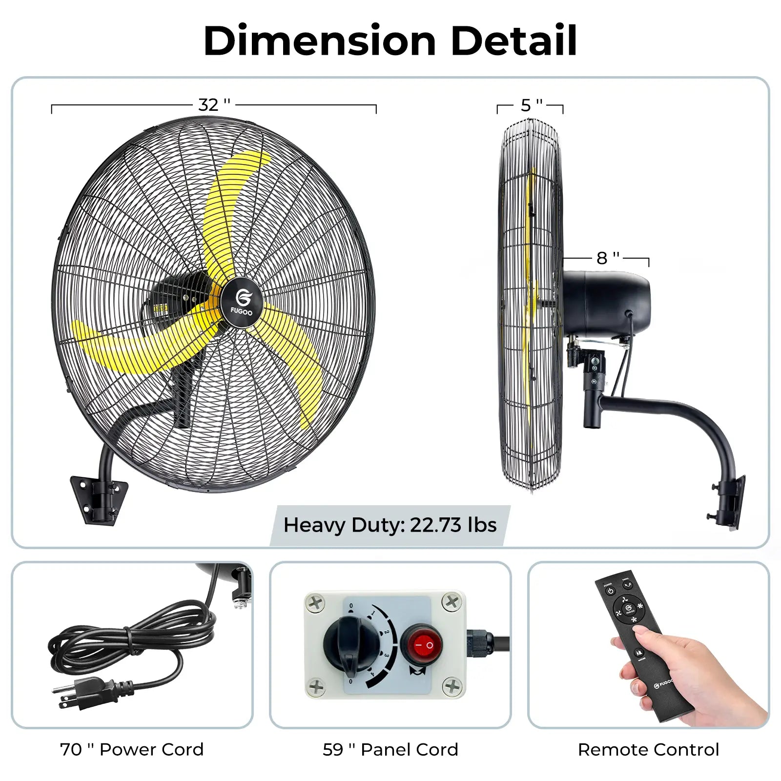 Fugoo 2 Pack 20-30" Waterproof Outdoor Brushless DC  Wall Mounted Fans With Remote