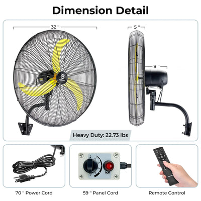 Fugoo 2 Pack 20-30" Waterproof Outdoor Brushless DC  Wall Mounted Fans With Remote