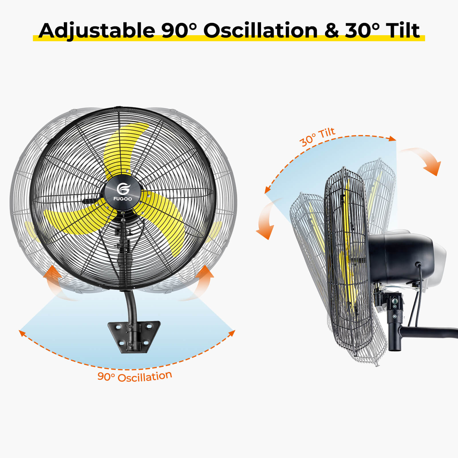Brushless DC Industrial Outdoor Oscillating Wall Mount Fan with Remote Control