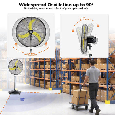 Quiet DC Industrial Oscillating Pedestal Fan with Remote Control